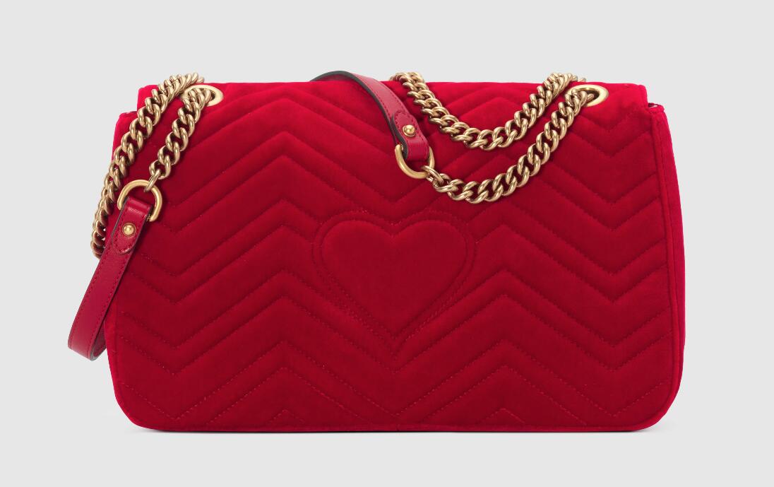 Gucci GG Marmont medium shoulder bag hibiscus red velvet 443496